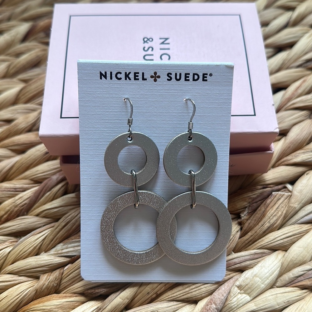 Nickel and Suede Silver Satin Sloans